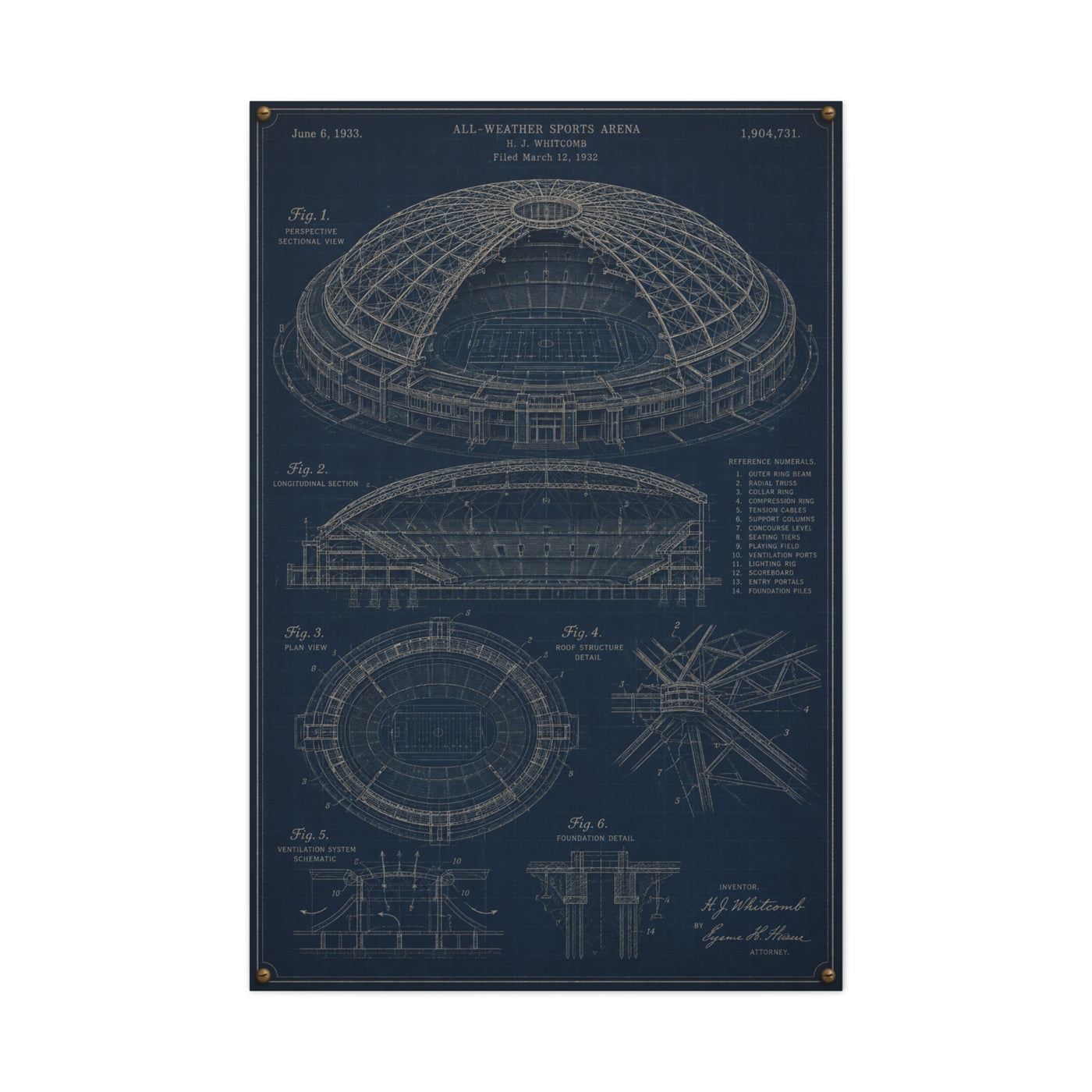 All Weather Stadium Blueprint Sports Wall Art & Canvas Print