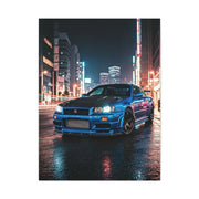Nissan Skyline GT-R R34 City Rain Reflections Wall Art & Canvas Prints