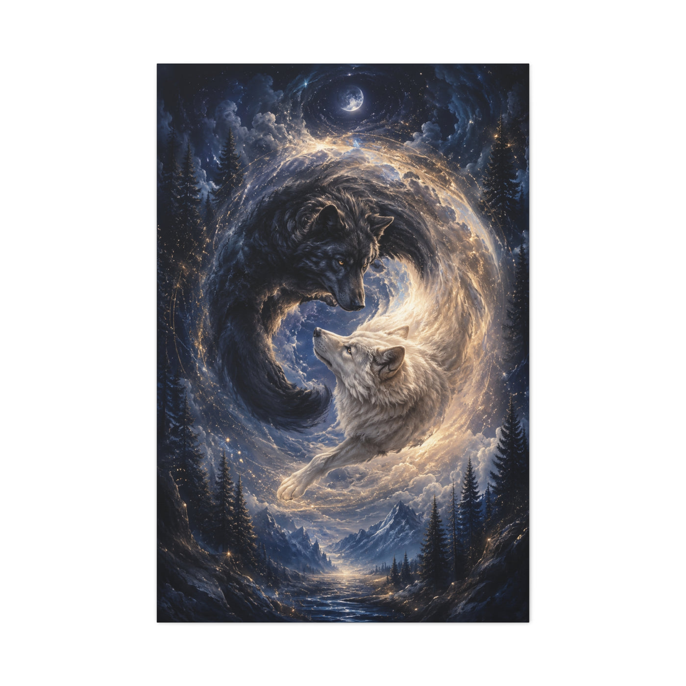 Celestial Wolf Pair Energy Vortex Wall Art & Canvas Print