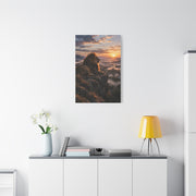 Lion at Sunrise Over Savannah Valley Wall Art & Canvas Print