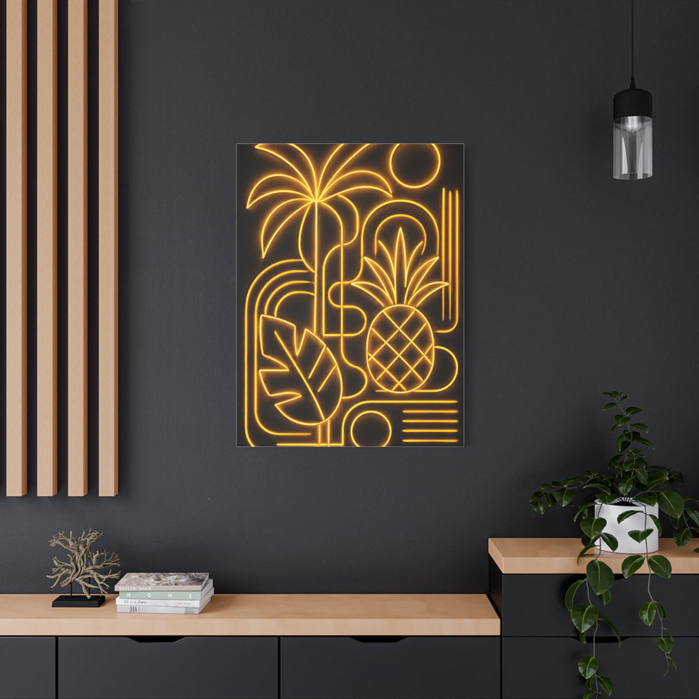 Neon Tropical Line Art Glow Composition Wall Art & Canvas Print