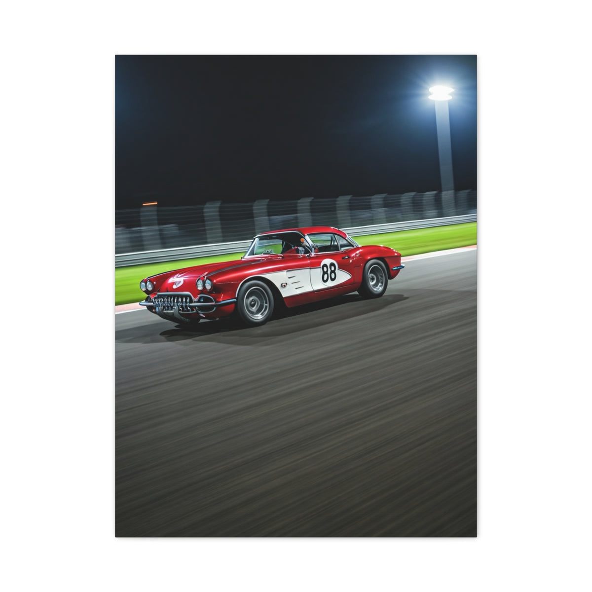 1962 Chevrolet Corvette C1 Night Circuit Racer Wall Art & Canvas Prints
