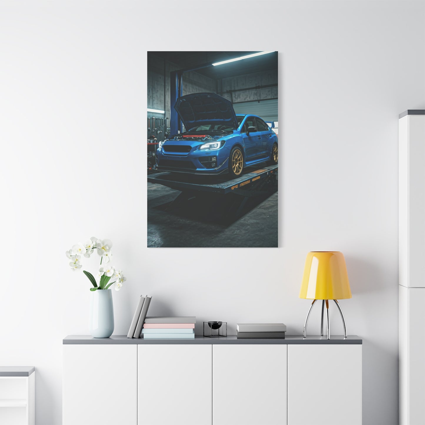 Subaru WRX STI Performance Workshop Scene Wall Art & Canvas Prints
