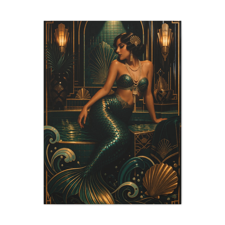 Art Deco Emerald Mermaid Luxe Wall Art & Canvas Print