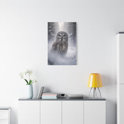 Great Grey Owl Winter Mist Portrait Wall Art & Canvas Print