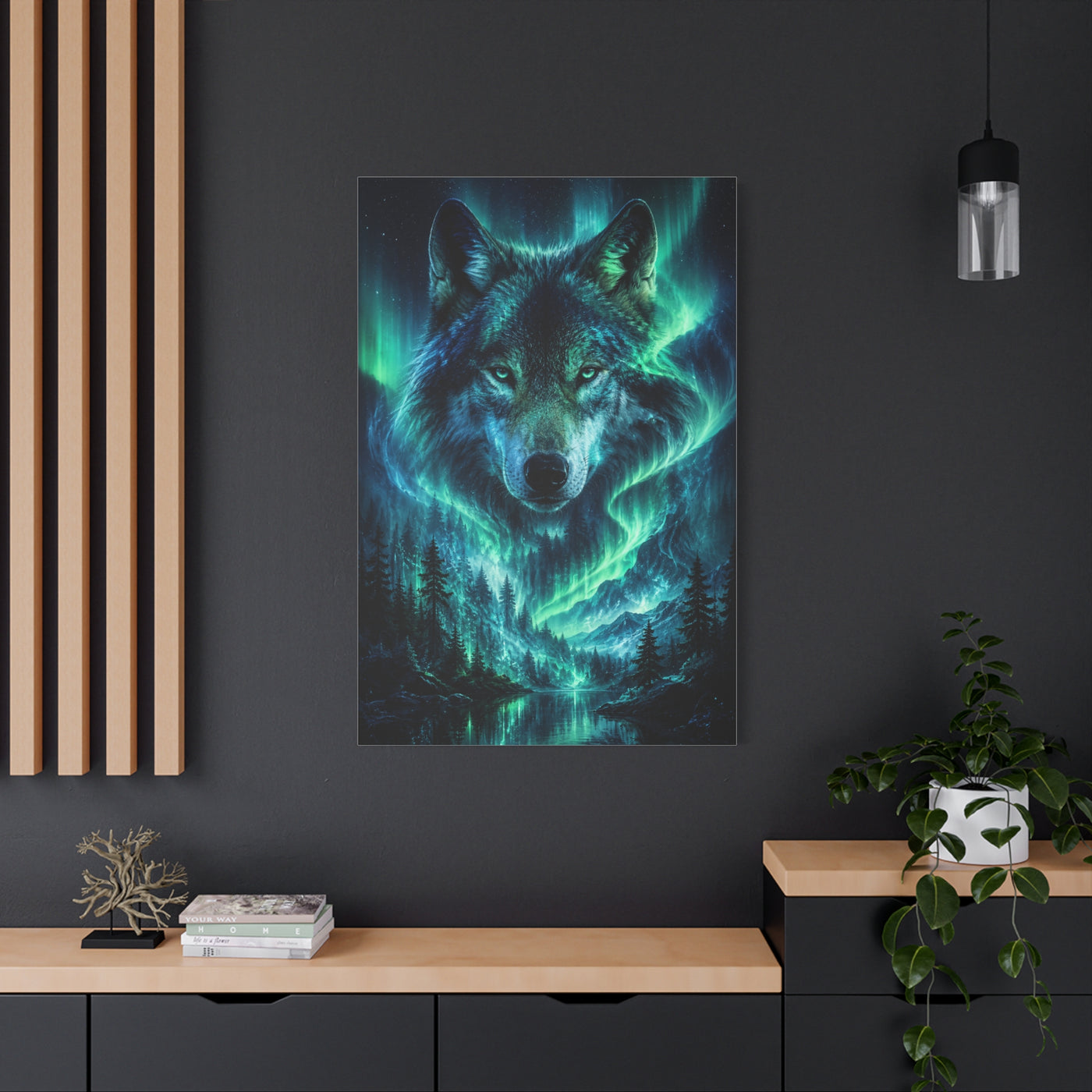 Aurora Spirit Wolf Cosmic Landscape Wall Art & Canvas Print