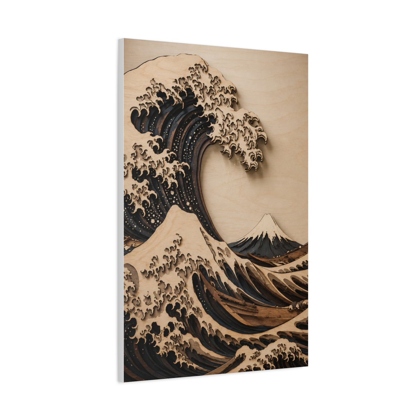 Layered Wood Great Wave Relief Wall Art & Canvas Print