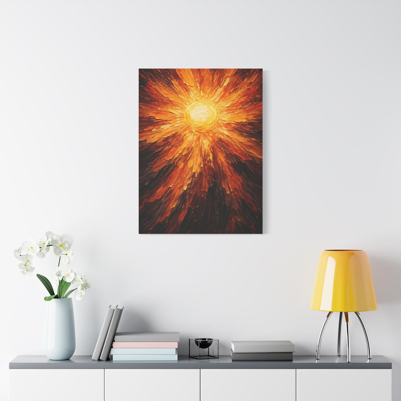 Radiant Solar Burst Impasto Wall Art & Canvas Print