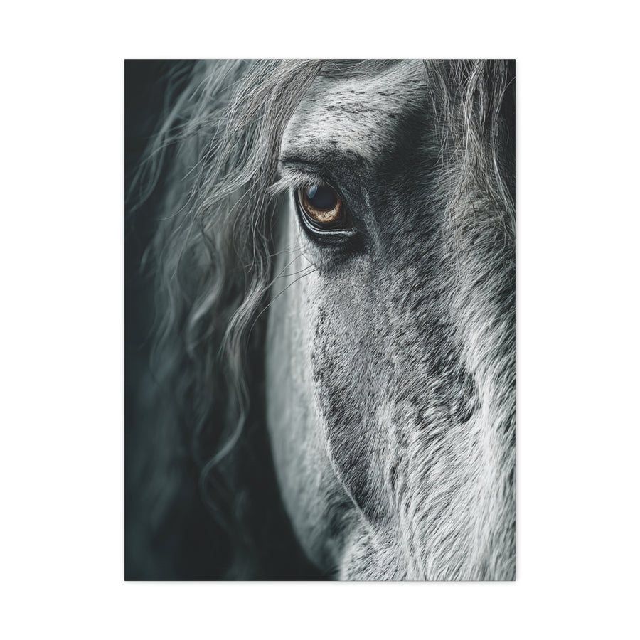 Horse Eye Intimate Monochrome Wall Art & Canvas Print