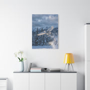 Snowy Owl Mountain Flight Wall Art & Canvas Print