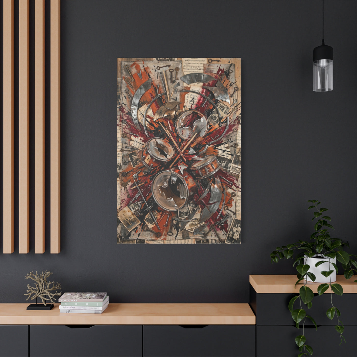 Industrial Drum Explosion Collage Wall Art & Canvas Print