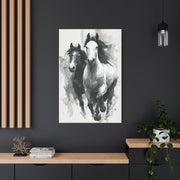 Monochrome Running Horses Abstract Wall Art & Canvas Print