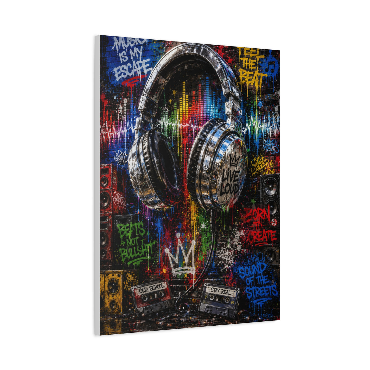 Graffiti Headphones Music Street Wall Art & Canvas Print