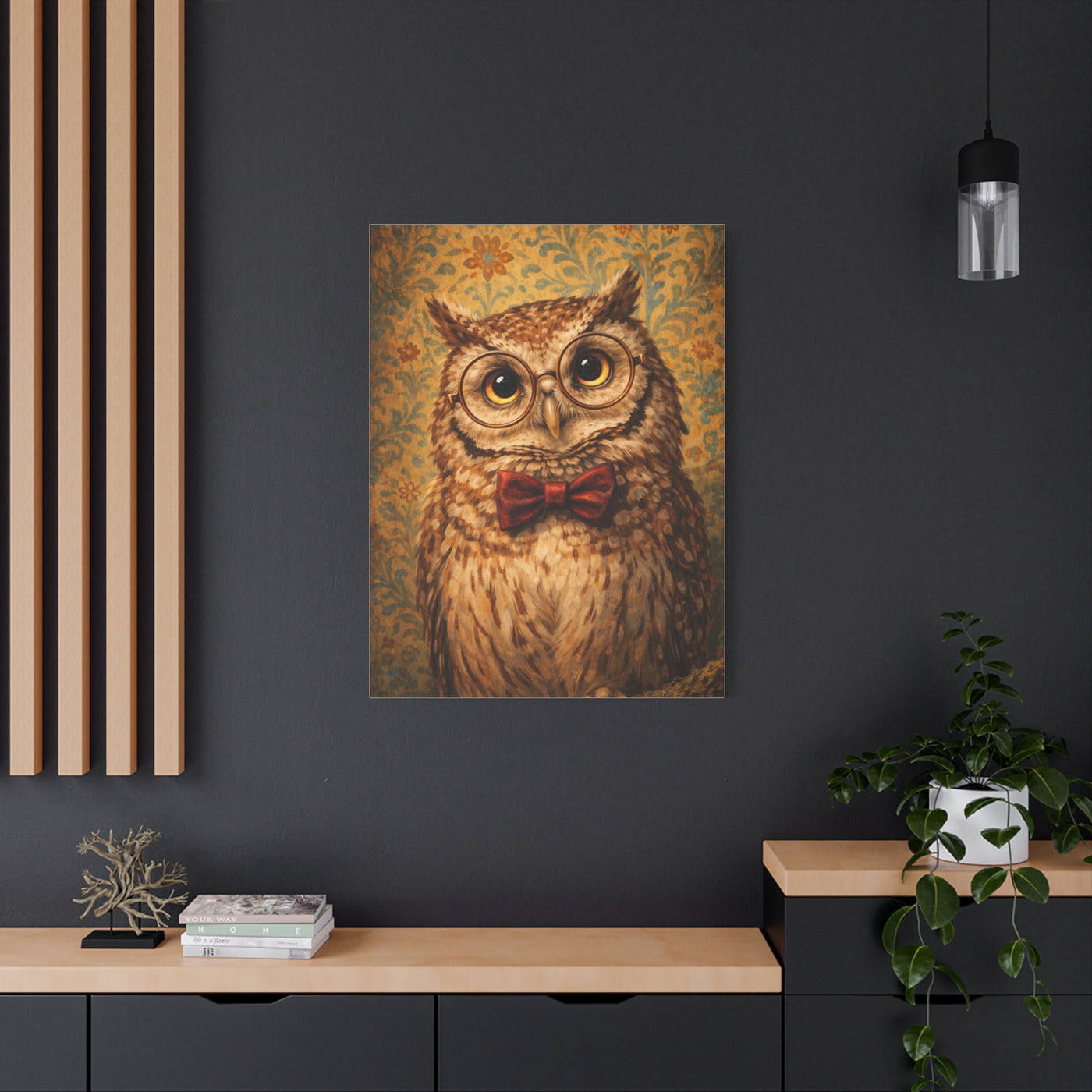 Whimsical Scholar Owl Portrait Wall Art & Canvas Print
