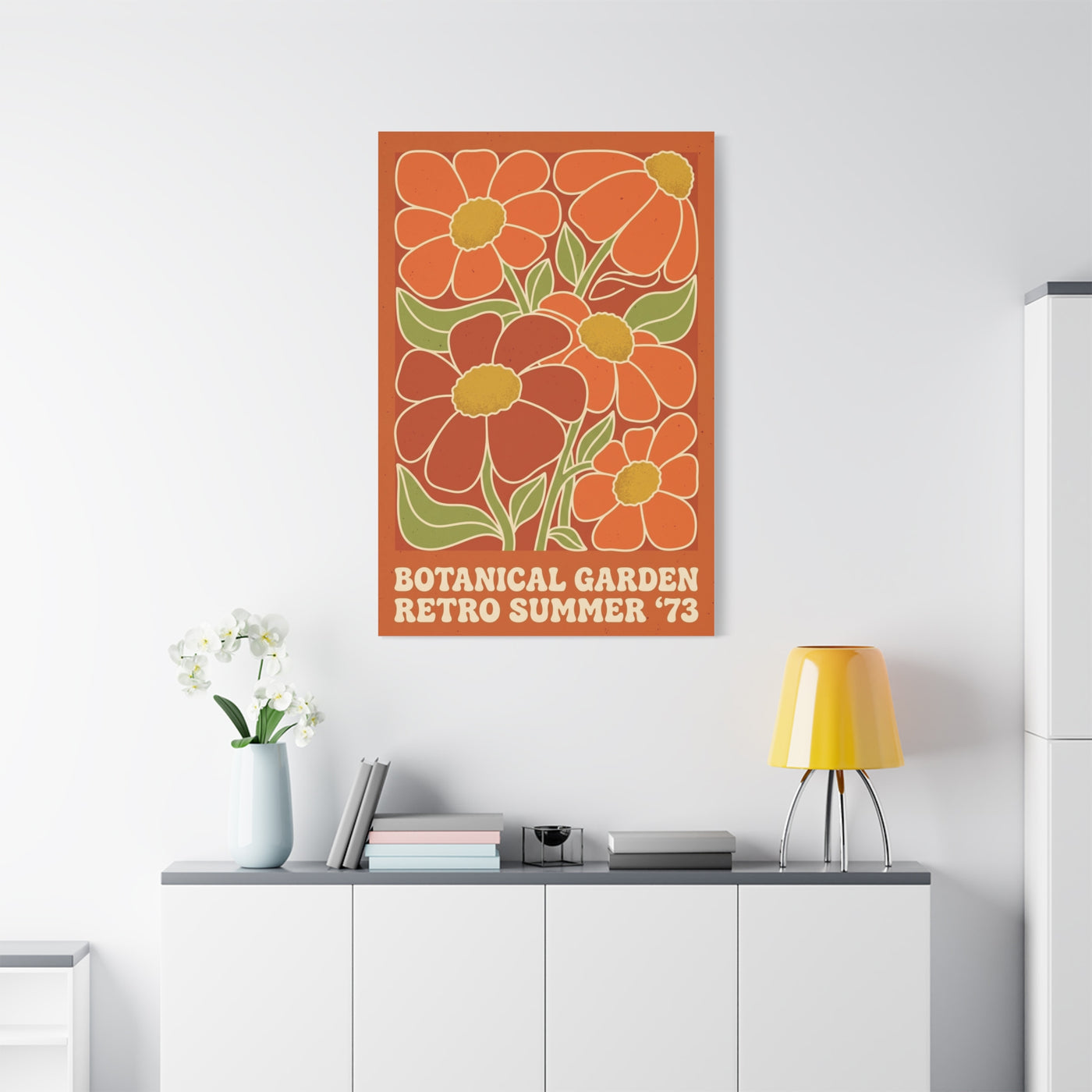 Retro Botanical Orange Flower Poster Wall Art & Canvas Print