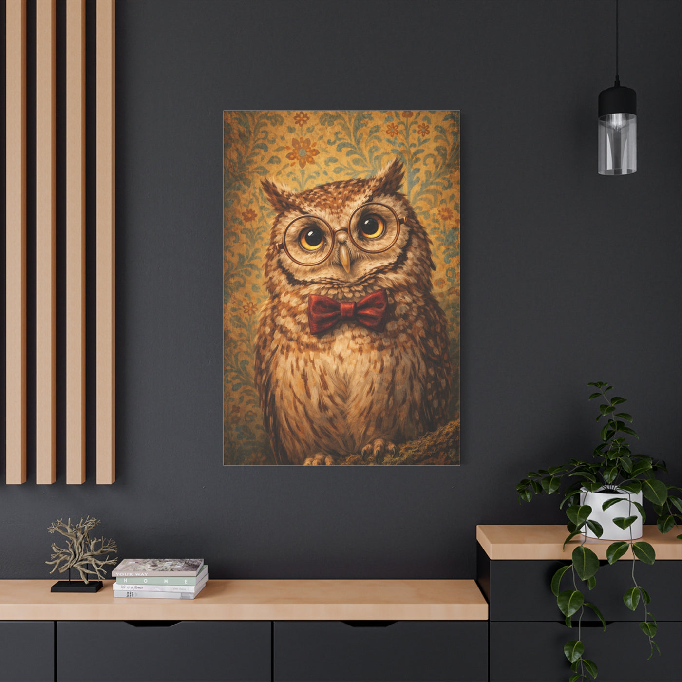 Whimsical Scholar Owl Portrait Wall Art & Canvas Print