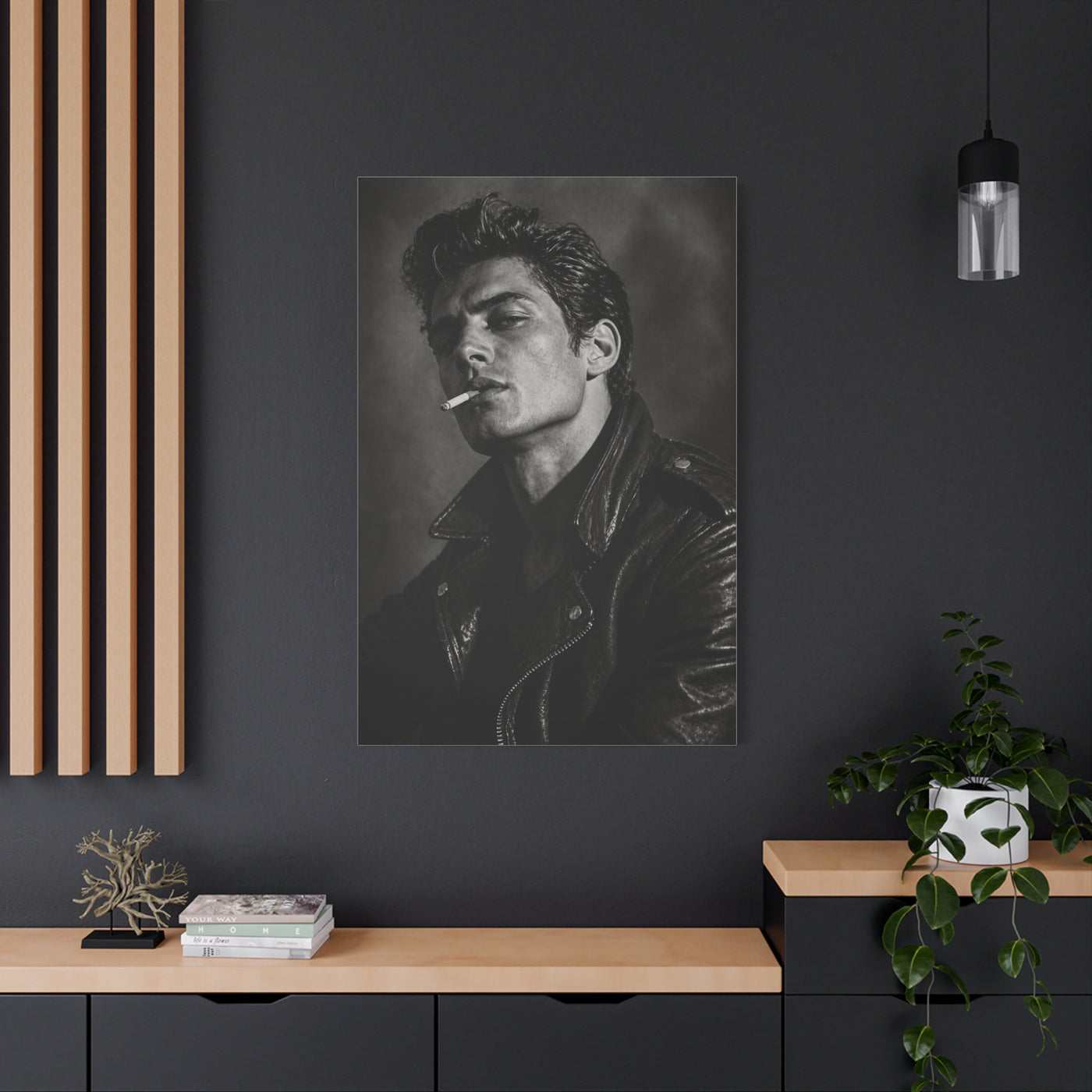 Rebel Leather Jacket Portrait Wall Art & Canvas Print