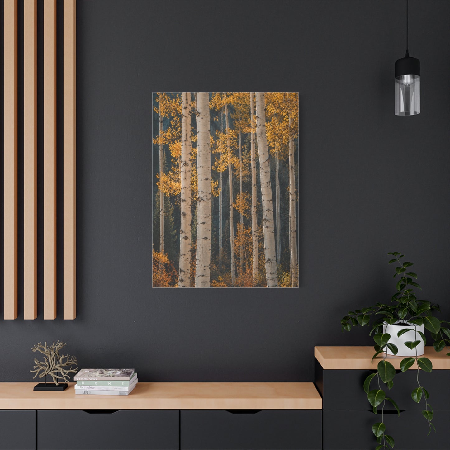 Golden Aspen Forest Autumn Vertical Trees Wall Art & Canvas Print