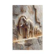 Elephant Procession Stone Relief Wall Art & Canvas Print