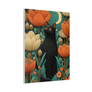 Folk Black Cat Garden Wall Art & Canvas Print