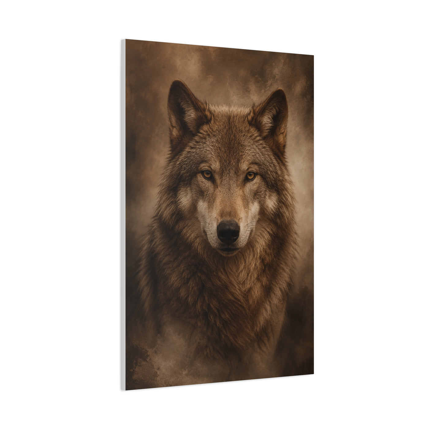 Warm-Toned Studio Wolf Portrait Wall Art & Canvas Print