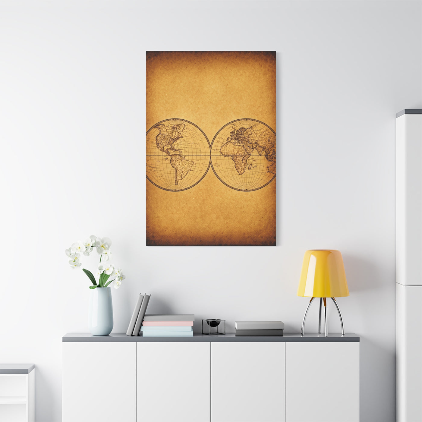 Twin Hemisphere Antique World Map Wall Art & Canvas Prints