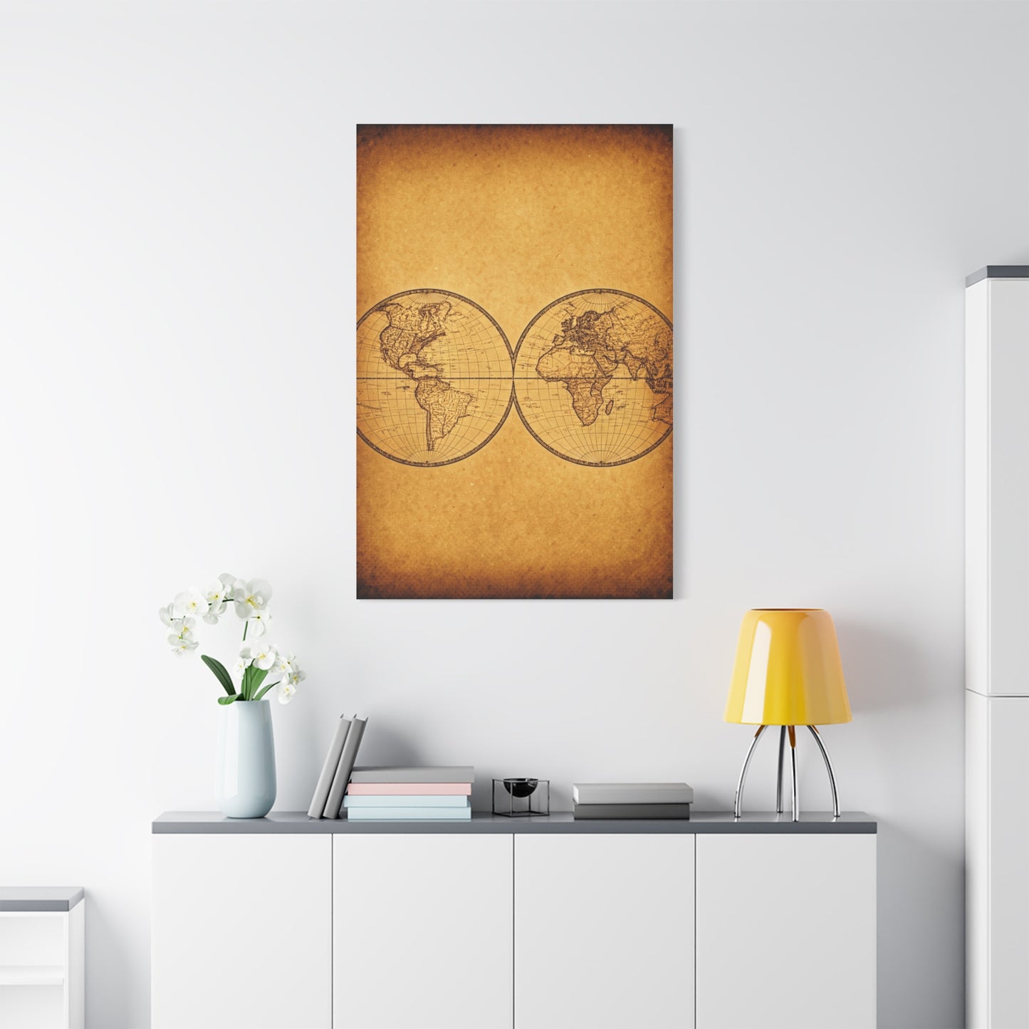 Twin Hemisphere Antique World Map Wall Art & Canvas Prints