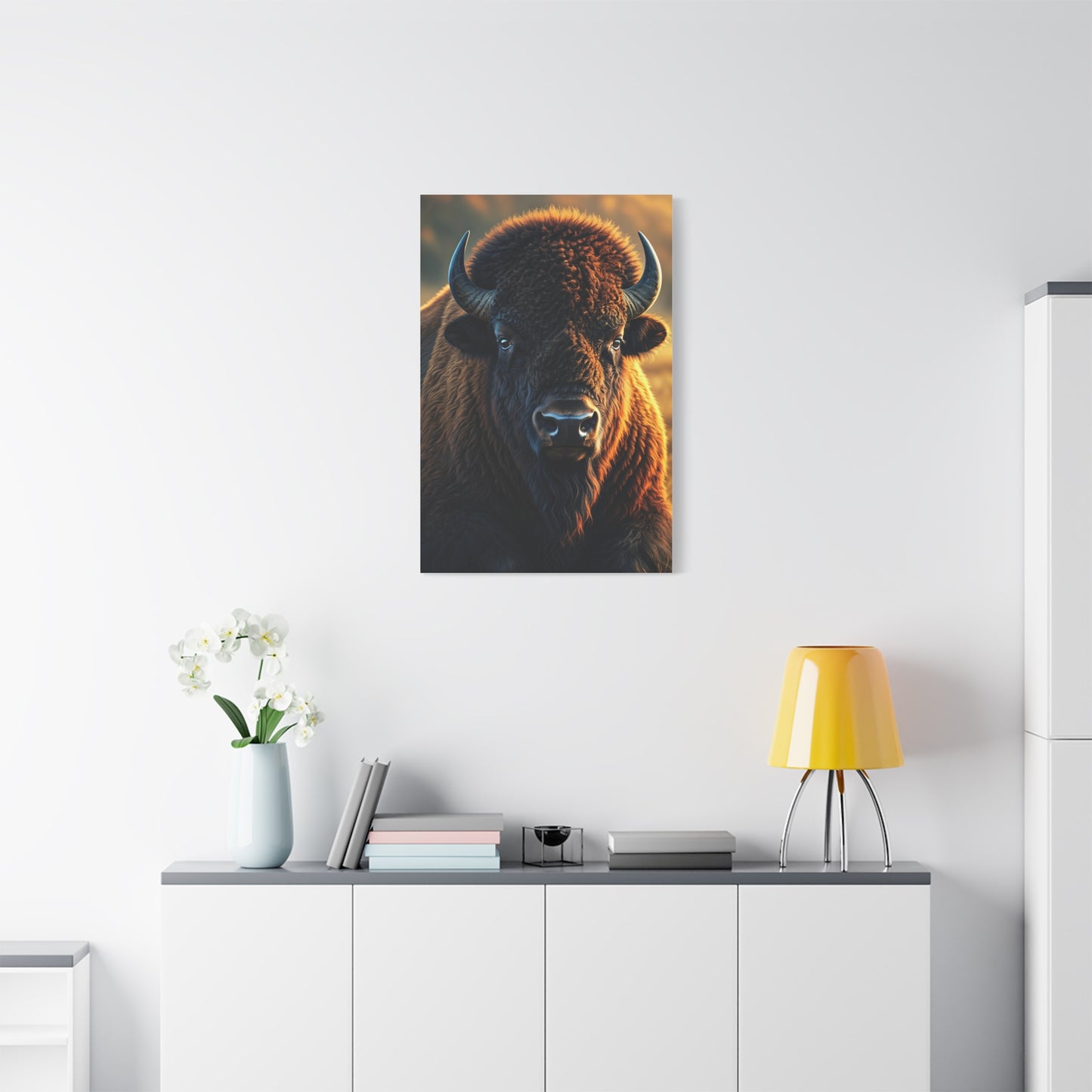 Warm Copper-Toned American Bison Portrait Wall Art & Canvas Print