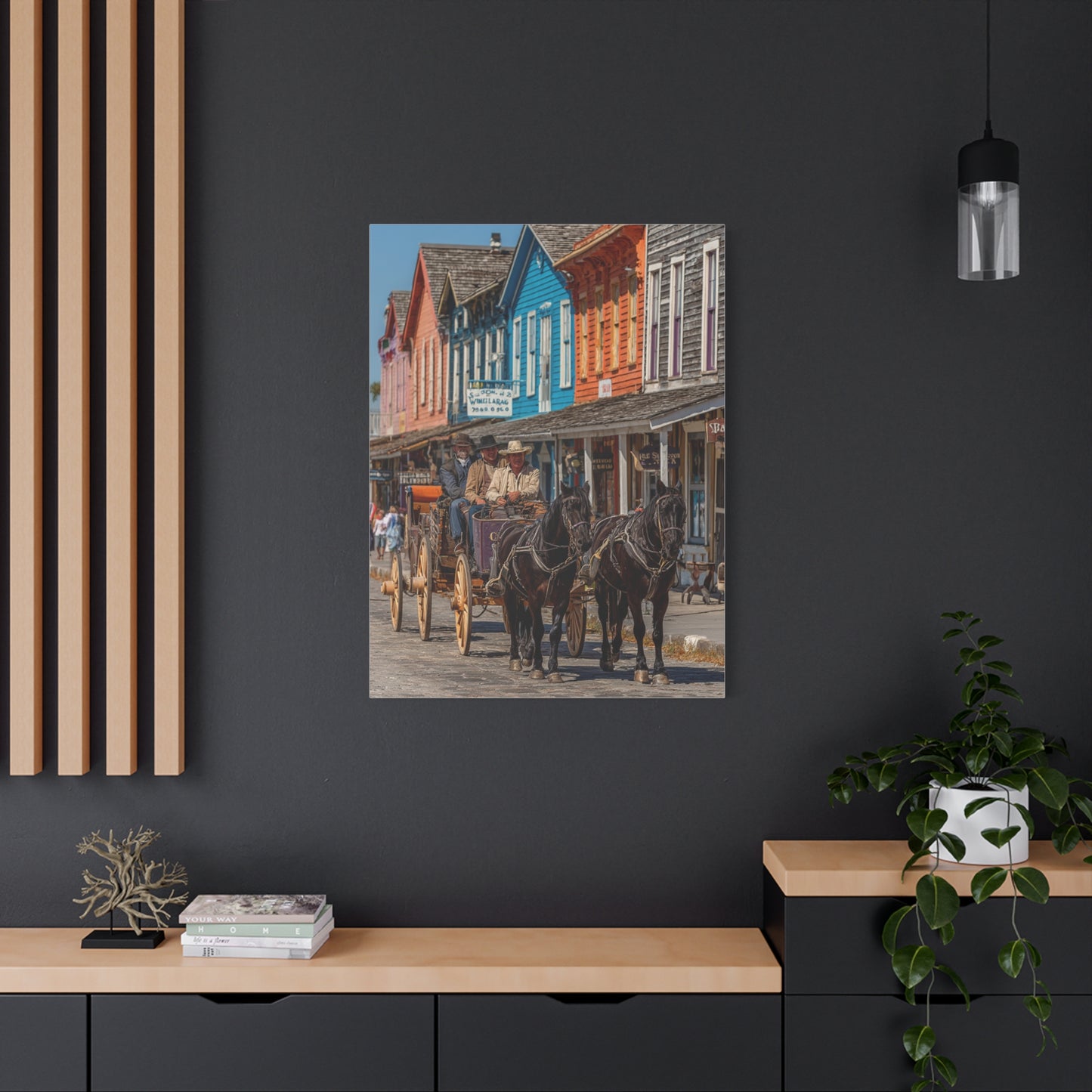 Frontier Stagecoach Arrival Wall Art & Canvas Print