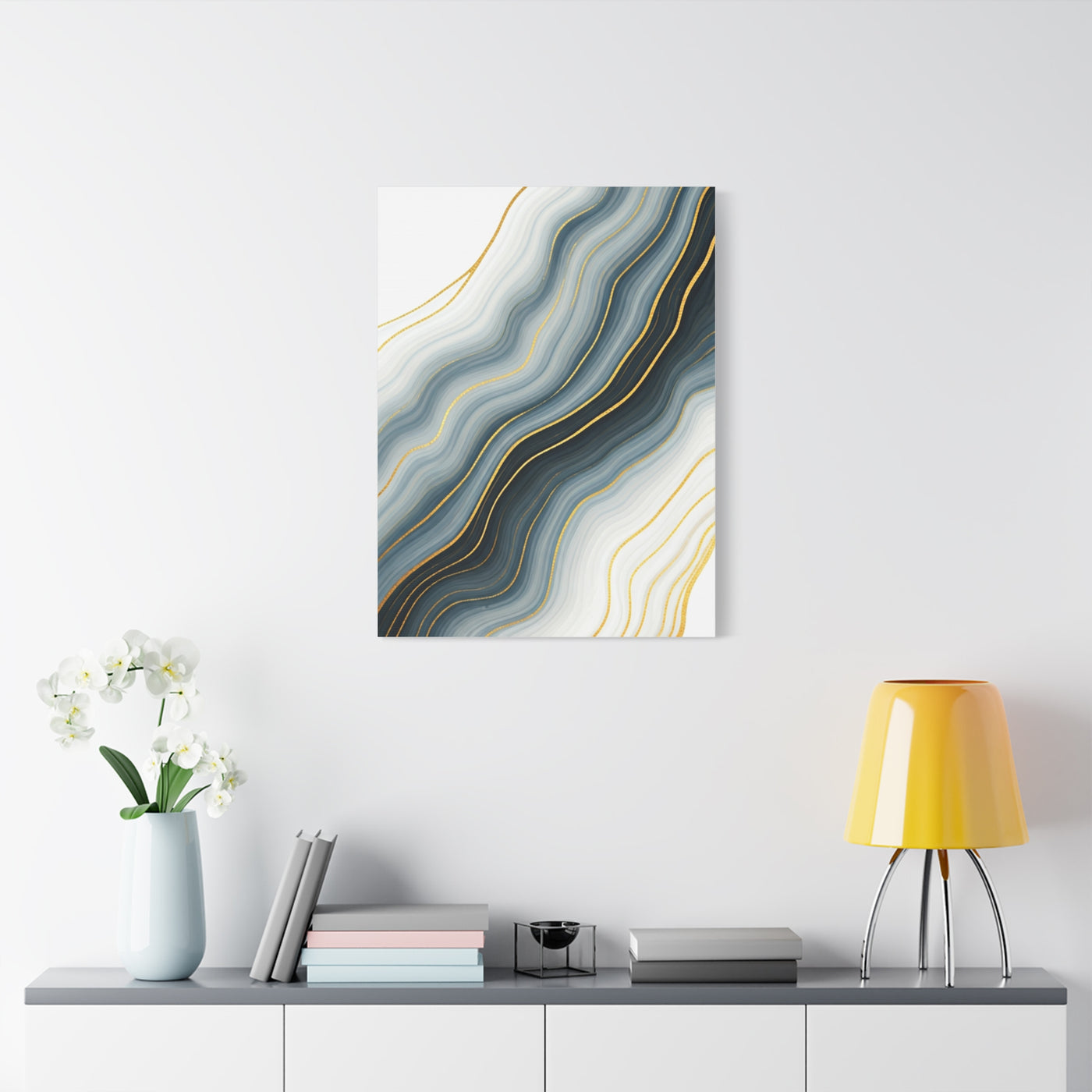 Grey Marble Gold Vein Abstract Wall Art & Canvas Prints