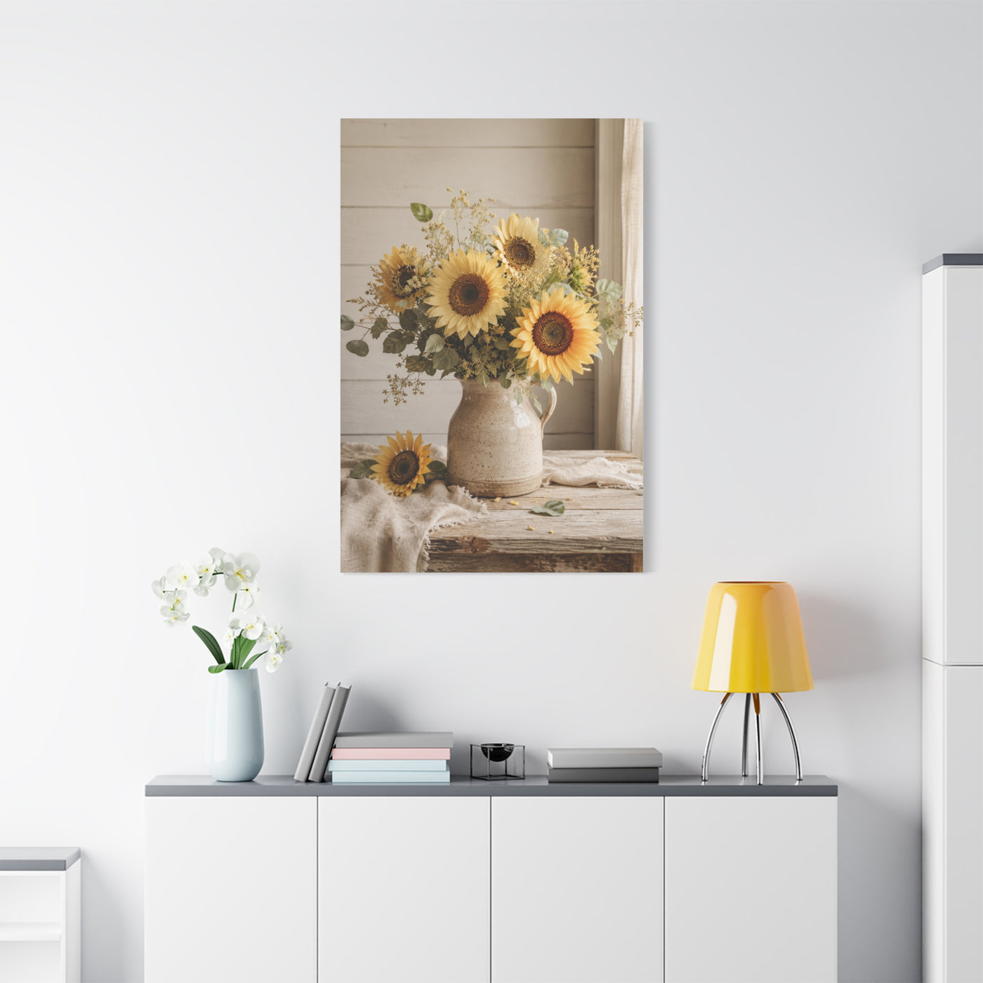 Soft Farmhouse Sunflower Bouquet Wall Art & Canvas Print