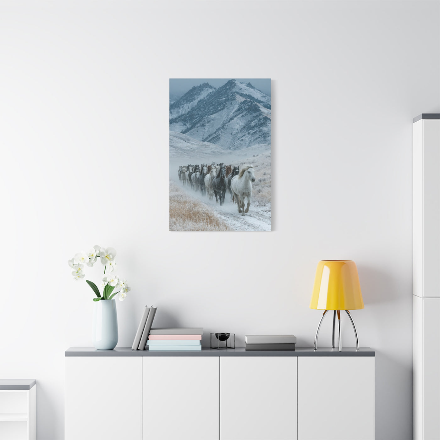Wild Horse Herd Mountain Run Wall Art & Canvas Print