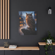 Urban Nocturne Owl Rooftop Wall Art & Canvas Print