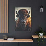 Minimalist American Bison Portrait on Light Background Wall Art & Canvas Print