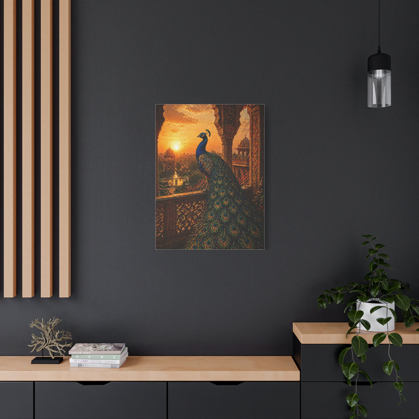 Mughal Palace Sunset Peacock Wall Art & Canvas Print