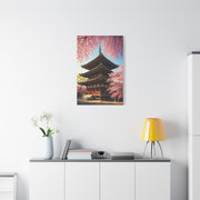 Traditional Japanese Pagoda With Cherry Blossoms Wall Art & Canvas Prints