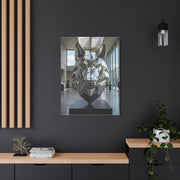 Geometric Chrome Wolf Head Sculpture Wall Art & Canvas Print