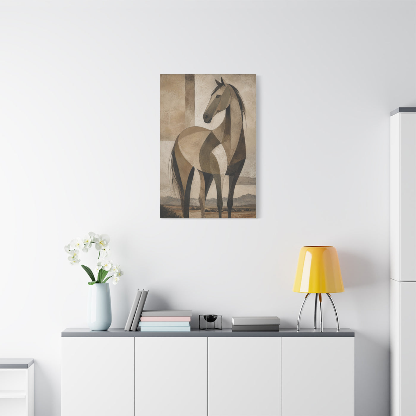 Geometric Horse Modern Ranch Study Wall Art & Canvas Print
