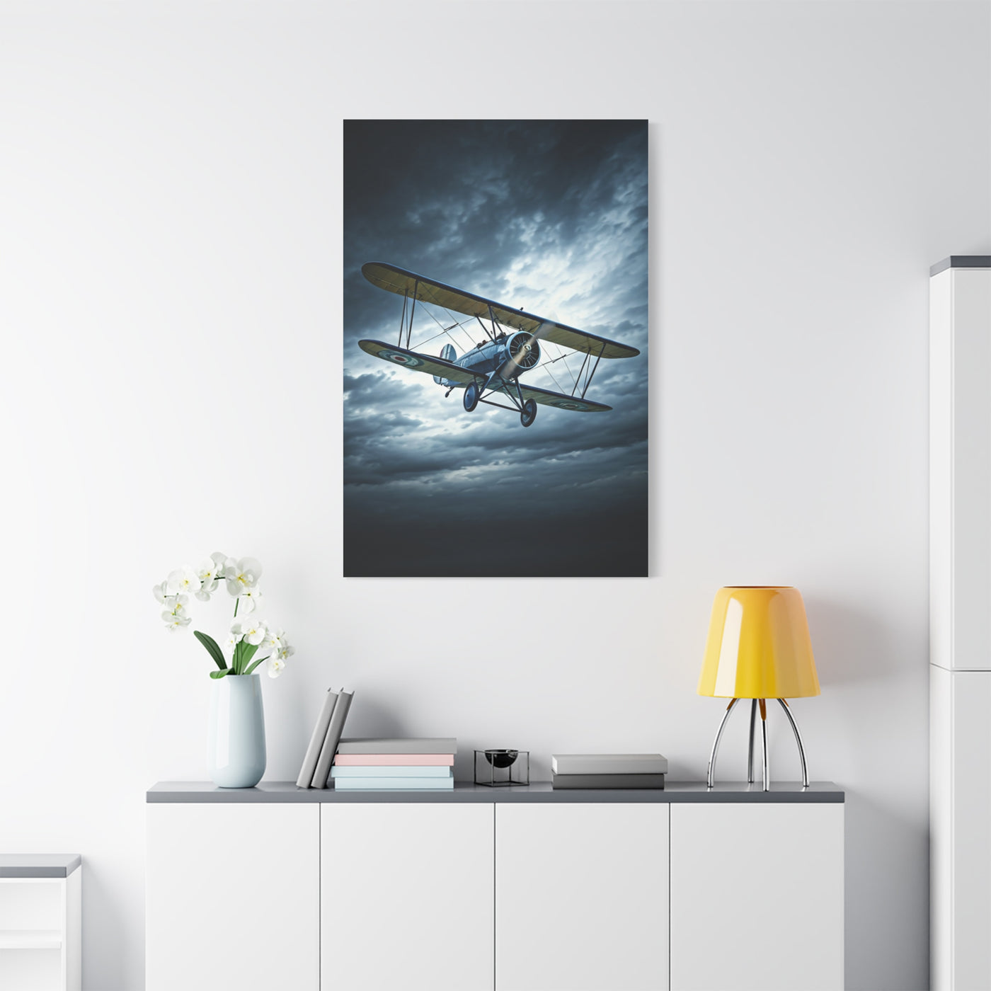 Stormbound Biplane Flight Wall Art & Canvas Prints