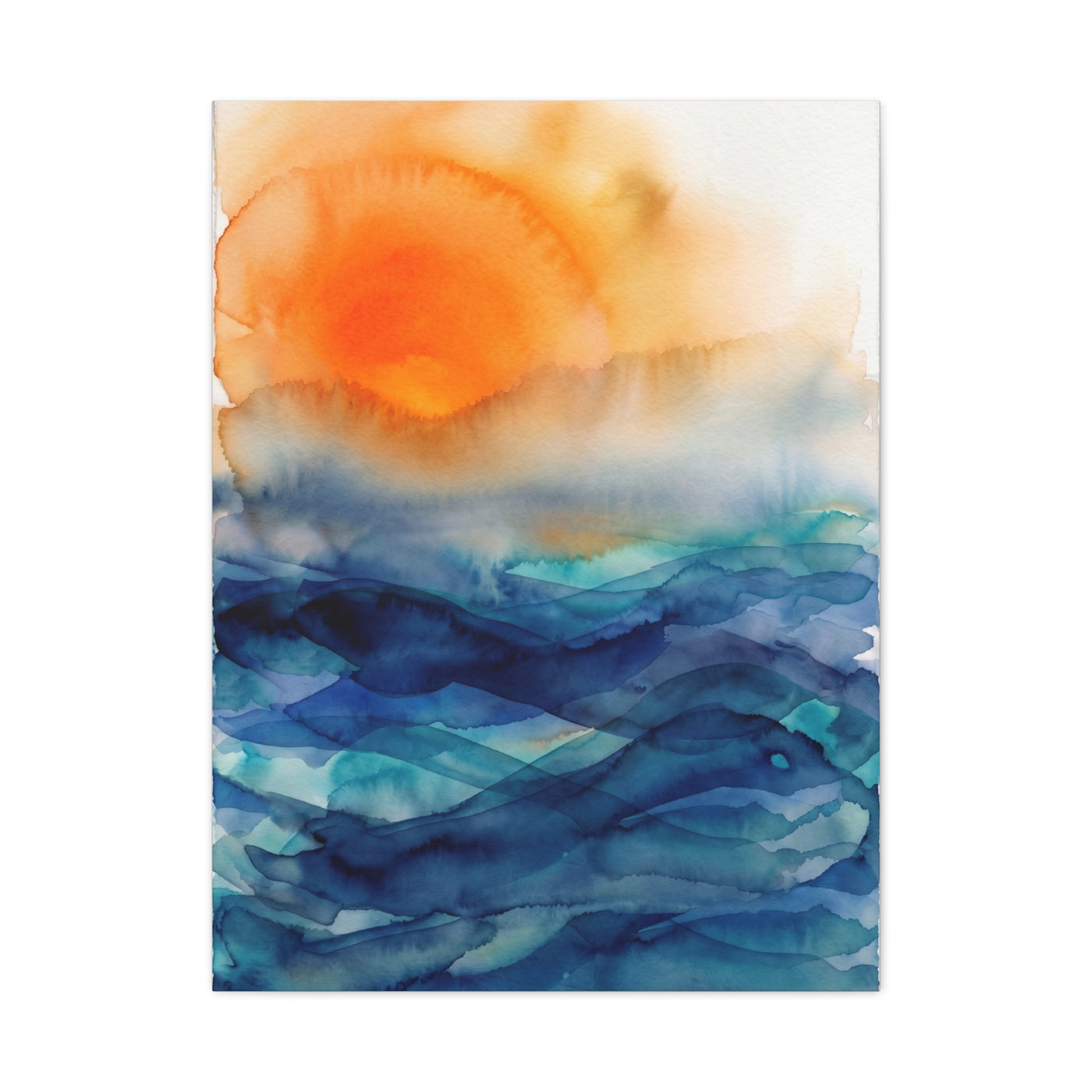 Minimal Orange Sunrise Watercolor Wall Art & Canvas Print