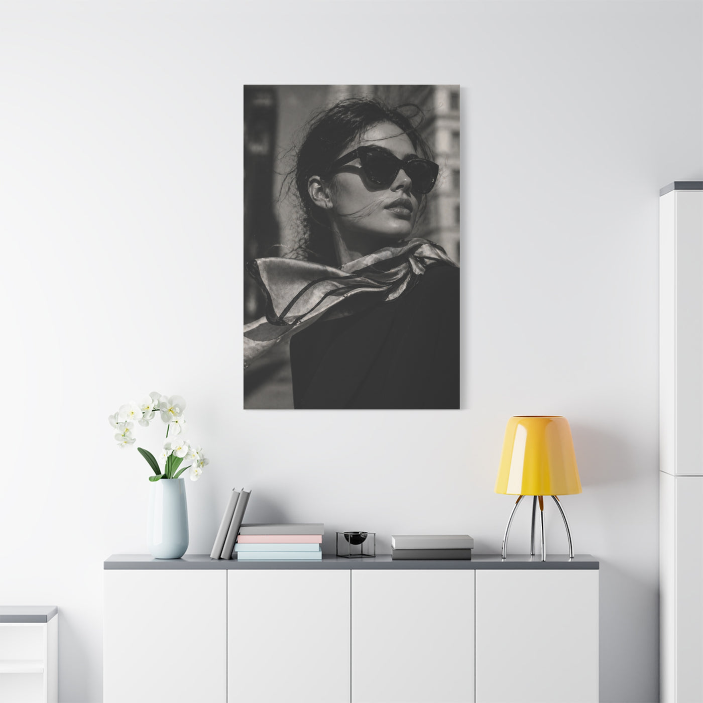 High-Fashion Sunglasses Portrait Wall Art & Canvas Print