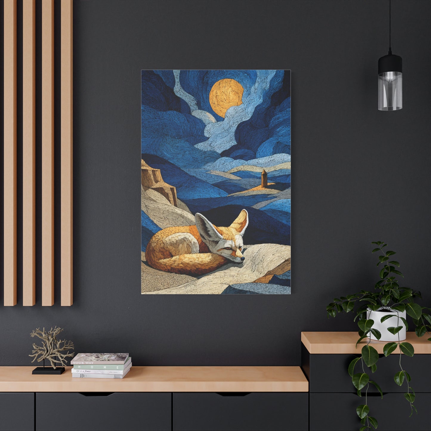Sleeping Fox Moonlit Landscape Wall Art & Canvas Print