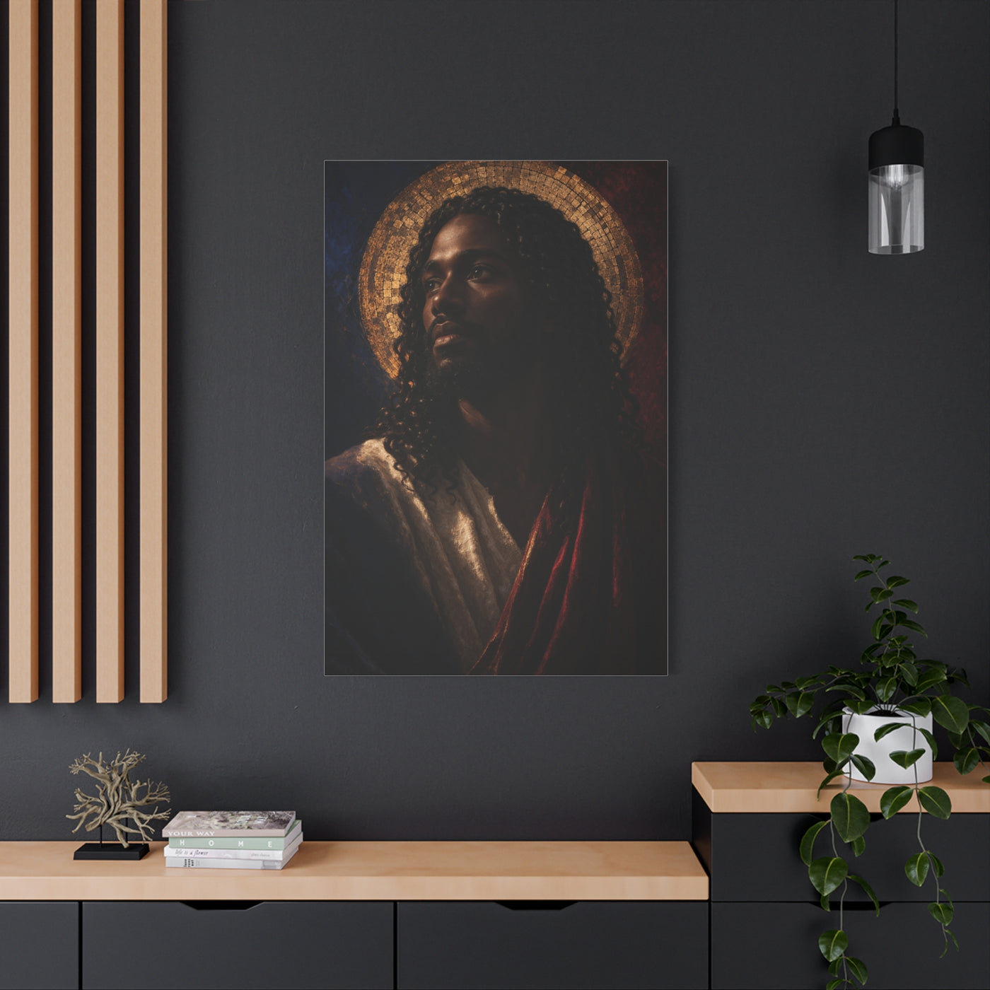 Christ with Golden Halo Contemporary Portrait Wall Art & Canvas Print