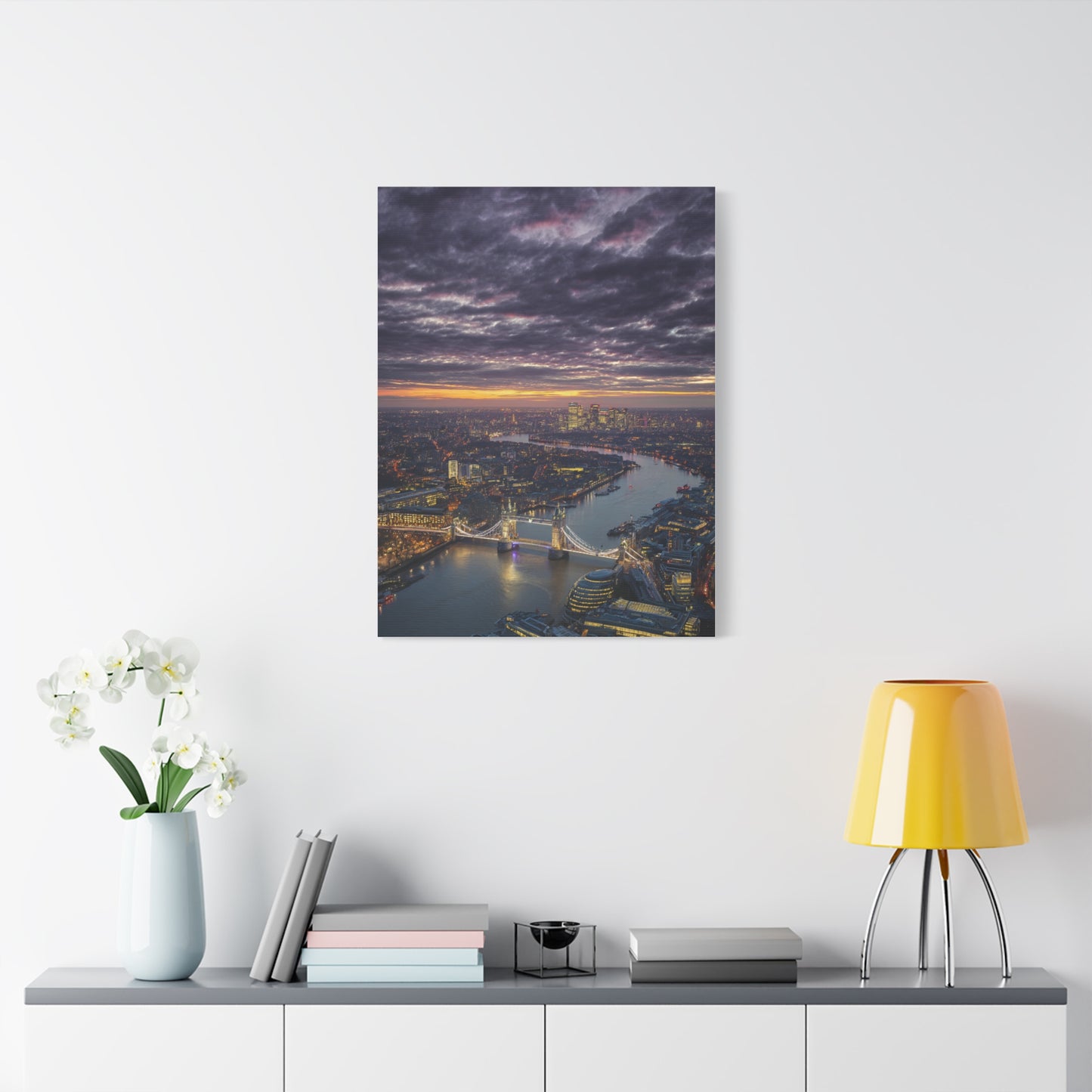London Skyline Twilight Over the River Thames Wall Art & Canvas Print