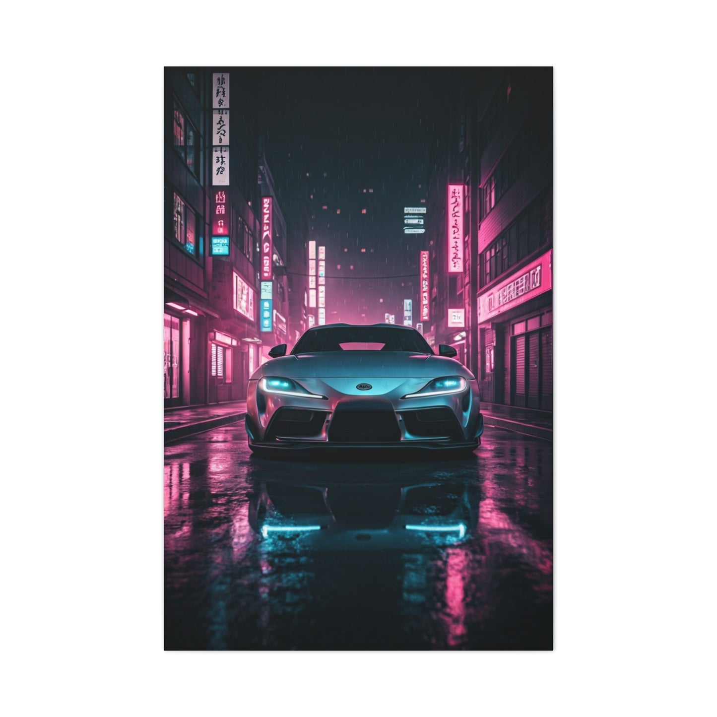 Toyota Supra Mk5 Cyberpunk Street Reflections Wall Art & Canvas Prints