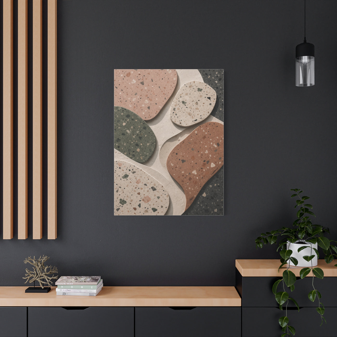 Terrazzo Pebble Abstract Composition Wall Art & Canvas Print