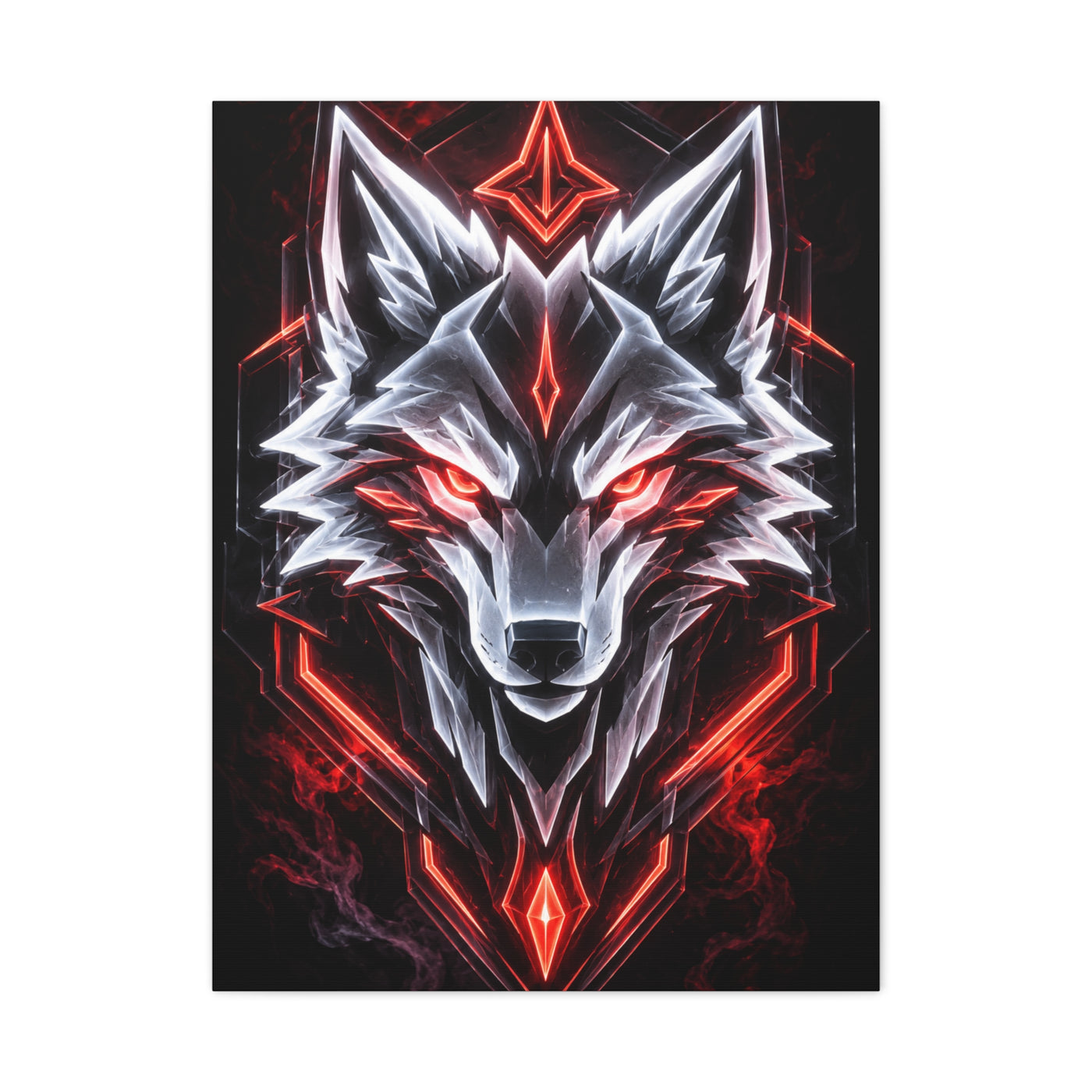 Futuristic Neon Wolf Emblem Geometric Wall Art & Canvas Print
