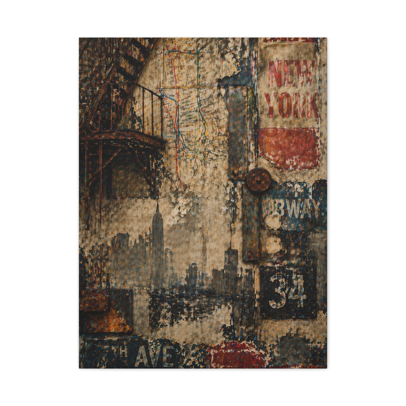 Urban Vintage Collage Skyline Wall Art & Canvas Print