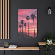Pink Sunset Palm Coast Wall Art & Canvas Print