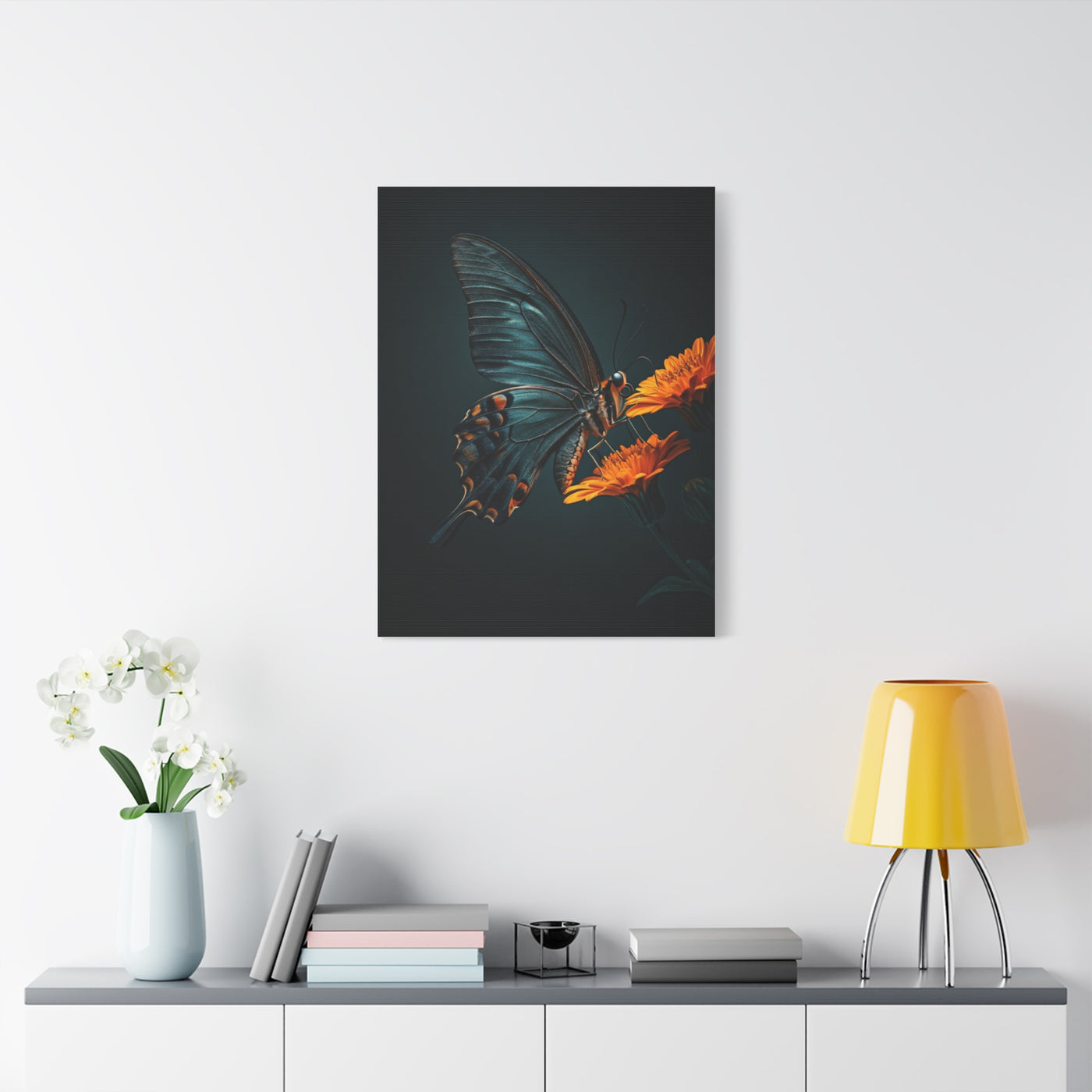 Dark Swallowtail Butterfly on Orange Blossoms Wall Art & Canvas Prints